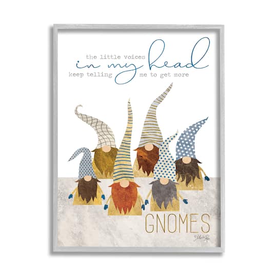 Stupell Industries Voices Inside My Head Gnome Quote Wall Art in Gray Frame